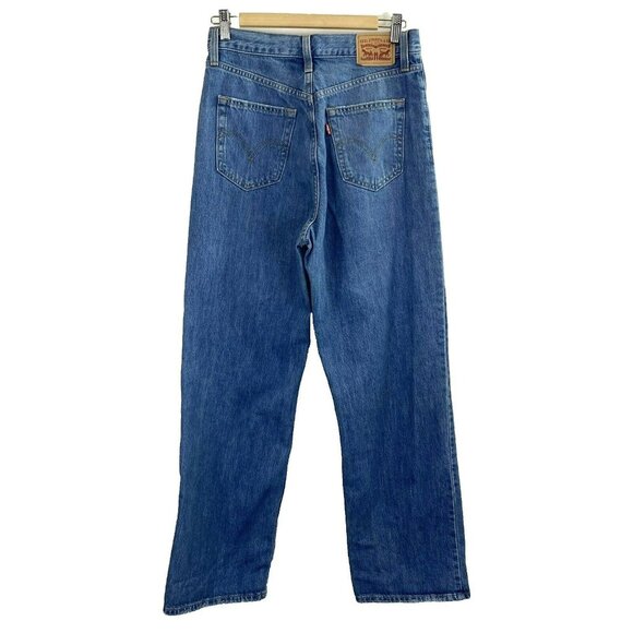 Levis Jeans High Waisted Straight Denim Blue Womens Size 27x30 Distressed - Picture 3 of 4